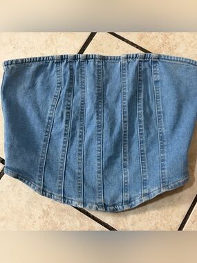 Forever 21 Denim Corset Top Sz Medium